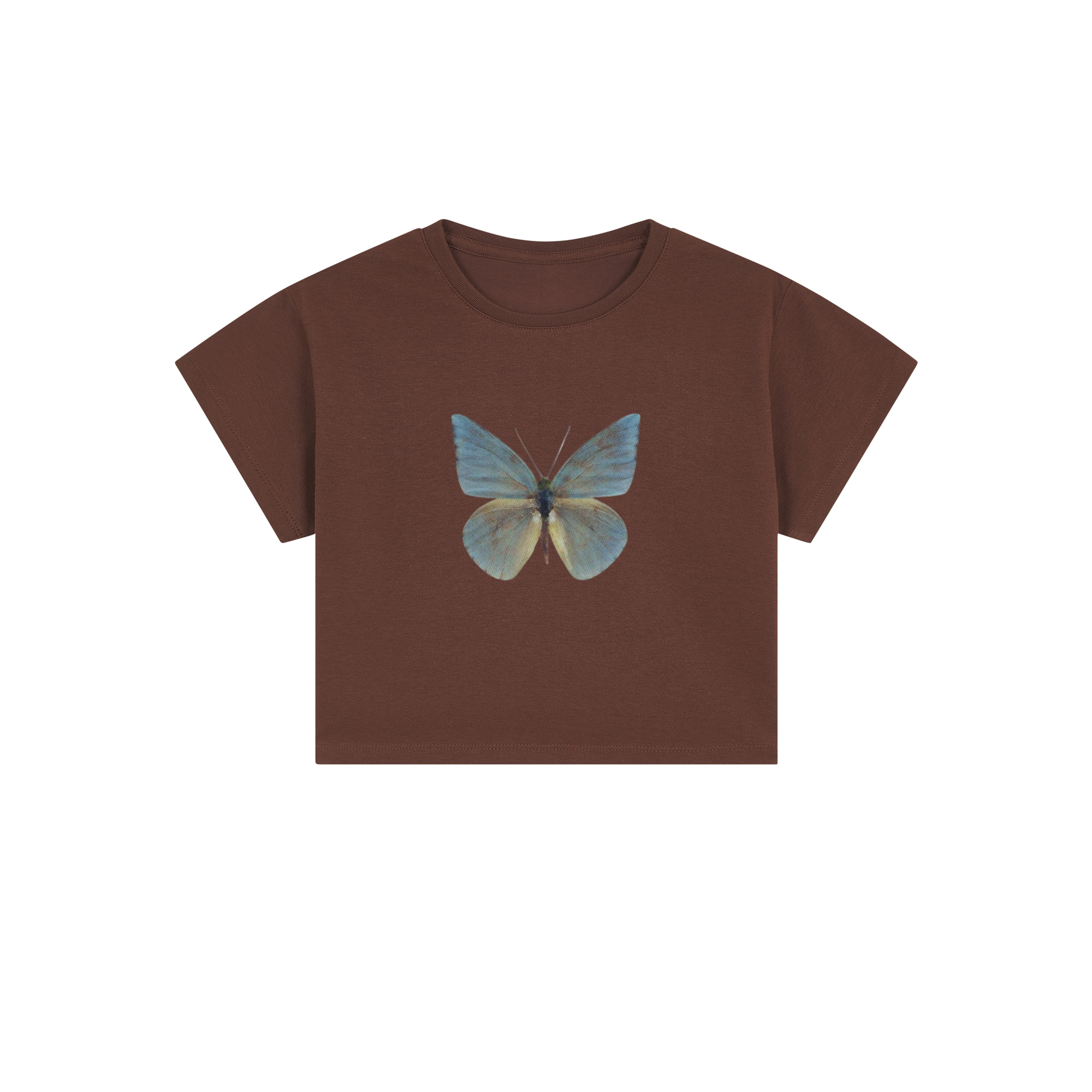 blue butterfly crop top